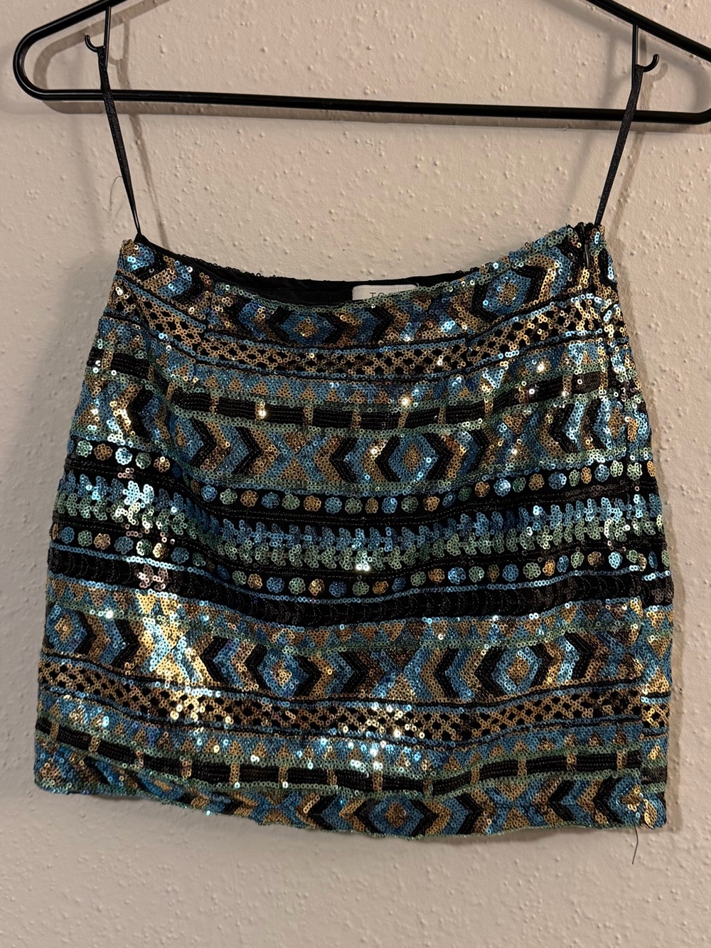 Tobi Aztec Mini Skirt - Blue & Gold | Size XS